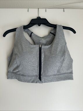 tek gear Heather Gray Front-Zip Workout Bra